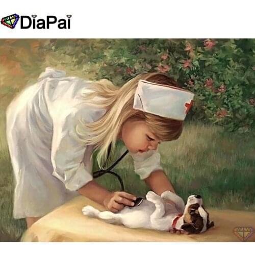 DIAPAI 100% Full Square/Round Drill 5D DIY Diamond Painting "Girl doctor dog"Diamond Embroidery Cross Stitch 3D Decor A18757
