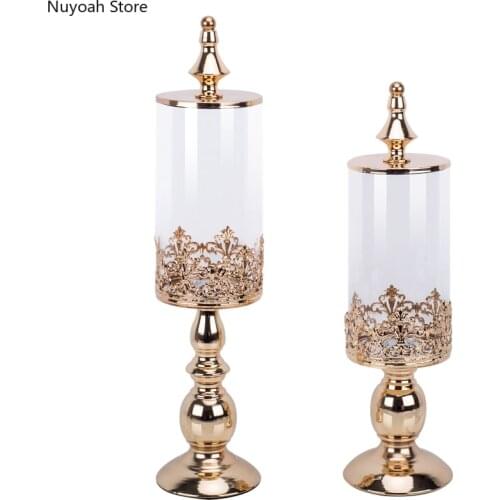 European-style Transparent Glass Storage Jar Gold-plated/silver-plated Metal Candy Jar Luxury Living Room Decoration Accessories