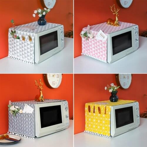 Kitchen Microwave Cover Dustproof Microwave Oven Cover with Tassel Durable Microwave Oven Hood Towel Protector Accessories