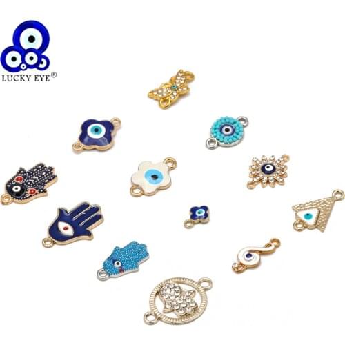 Lucky eye Fatima Hamsa Hand Butterfly Turkish Evil Eye Charms Set Alloy for Bracelet Necklace Jewelry Making Accessories BD378