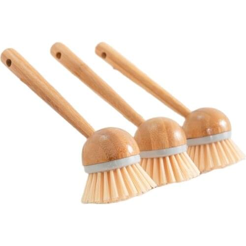 Solid wood cleaning brush Round head Kitchenware Scrubbers Pan Pot Washing Hanging Household Kitchen cleaner tool