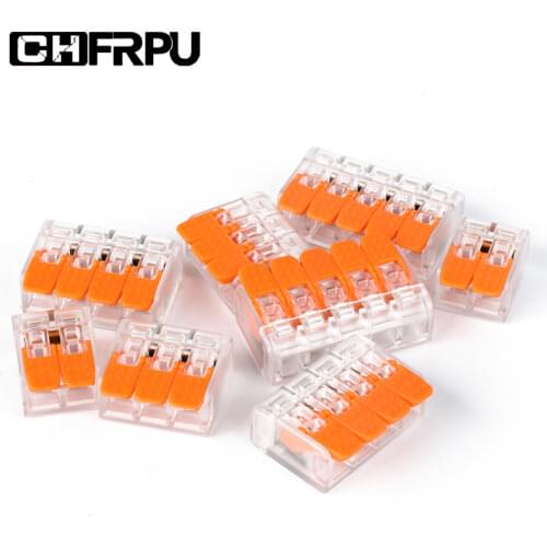 Wire connector 25/50/100PCS mini compact plug-in terminal block Orange transparent room wiring tool AWG 24-12