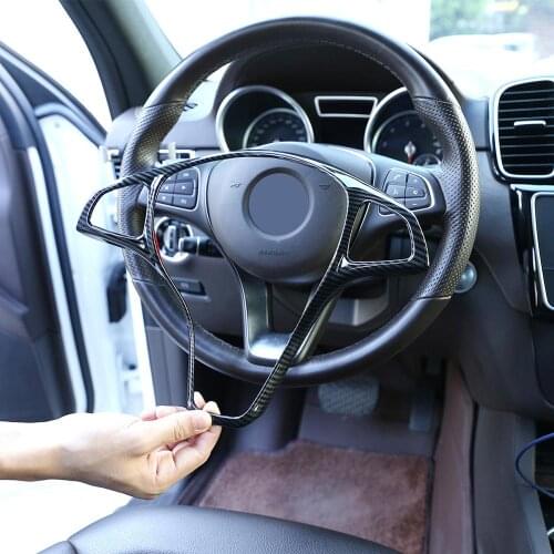 Carbon Fiber Style ABS Plastic Car Steering Wheel Frame Trim for Mercedes benz C E GLC CLA GLA Class 2012-18 Models Accessories