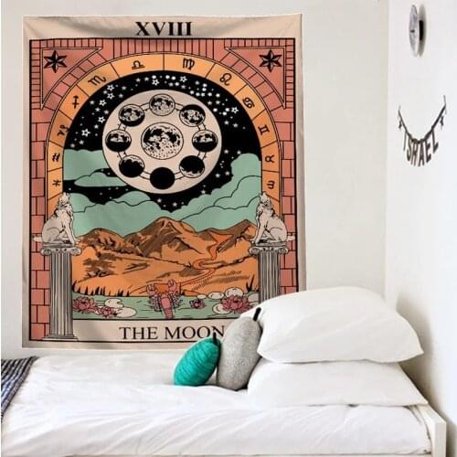 Tarot Wall Hanging Tapestry Moon Phase Divination Mat Change Tapestries Star Bedroom Decor Bedspread Throw Cover Sun Wall Decor