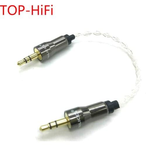 TOP-HiFi 10cm 3.5mm to 3.5mm 4 cores 7N OCC Silver Plated 3.5 mm Stereo Audio Car AUX cable