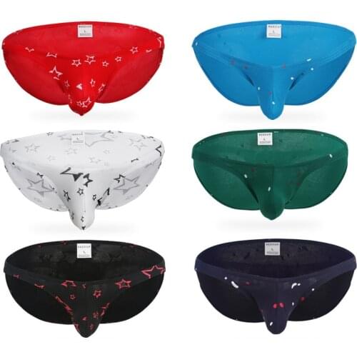 6pcs/pack Mens Underwear Sexy Cotton Briefs Printing Wholesale Males Cueca Breathable Briefs Bulge Pouch Panties Bottoms