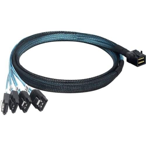 Internal 30 AWG 36Pin Mini SAS SFF-8643 to 7Pin 4x SATA Forward Breakout Cable Compatible with Raid Controller Hard Drive