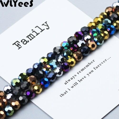 WLYeeS 50pcs 6mm Plating Austrian Football Rondelle Glass Beads Diy Jewelry Making Accessories Pearls Crystal Spacer loose Beads