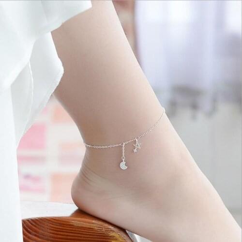 LUKENI Top Quality 925 Sterling Silver Anklets For Women Wedding Party Accessories Girl Fashion Star Female Bracelets Jewelry