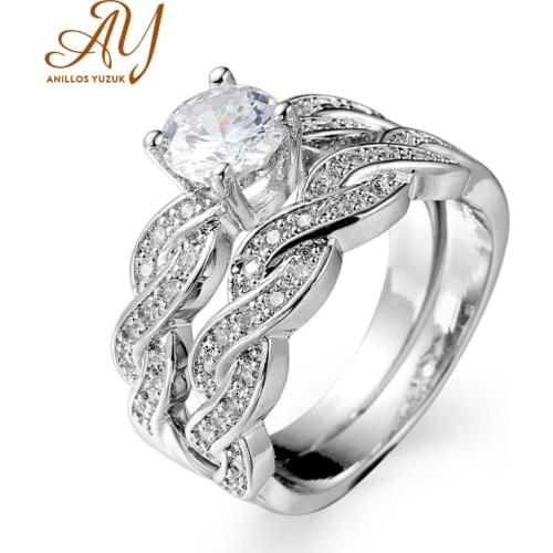 Anillos Yuzuk Real 100% 925 Sterling Silver Classic Finger Rings For Women Bridals Wedding Engagemen With CZ Fine Jewelry