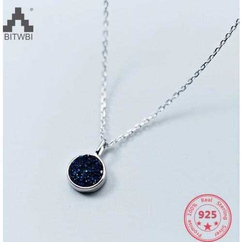 Hot Sale 925 Sterling Silver Necklace Woman Pendants Fashion Simple Sweet Dark Blue Zircon Pendants Adjustable Necklace Jewelry