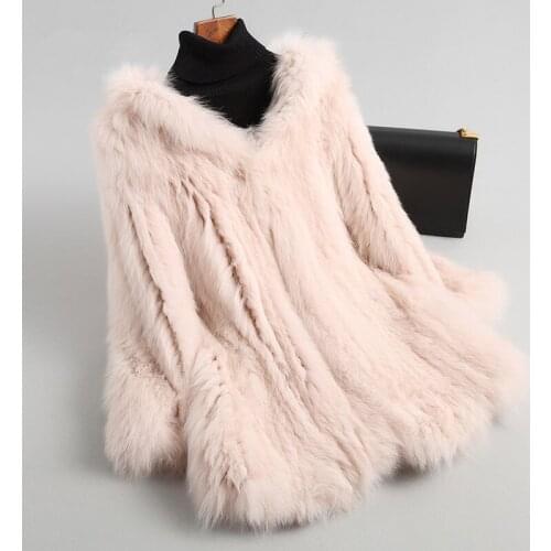 Real Fox Fur Autumn Winter Coat Clothes Korean Long Coats Women Vintage Pink Jacket Manteau Femme Hiver MY1072