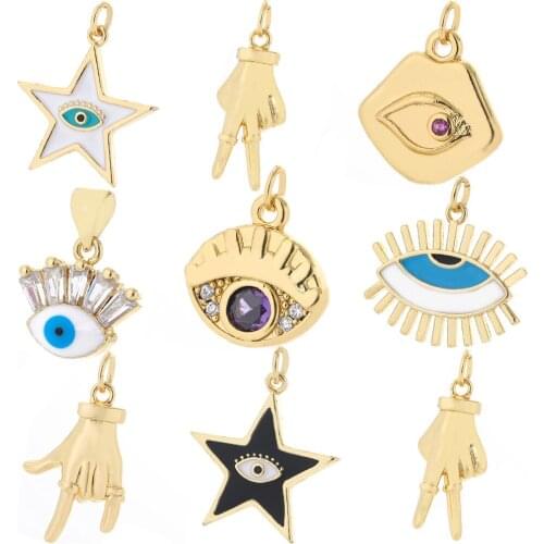 Evil Blue Eye Pendant Designer Chrams Diy Earrings Necklace Bracelet Jewelry Making Supplies Gold Cute Gesture Star Butterfly