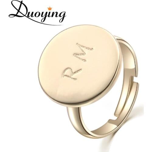 DUOYING Gold Custom Ring Engraving Name Personalized Ring Handmade Adjustable Jewelry Lord Ring For Friend Initial Ring for Gift