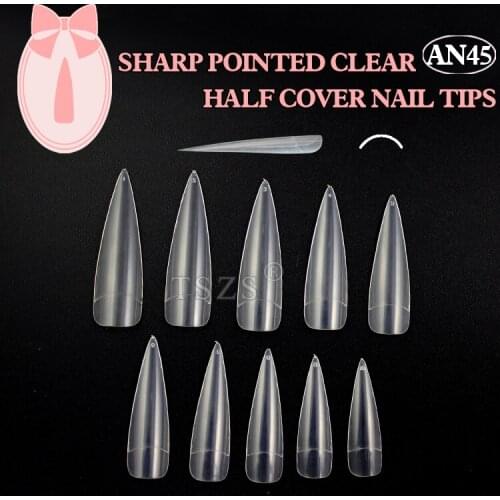 1bag/lot * 500pcs Medium Sharp Salon clear Color Acrylic False Nail Tips