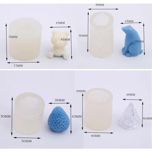 1PC Silicone Handmade DIY Candle Mould Soy Wax Pine Polar Bear Strawberry Shape Cake Dessert Mold Aromatherapy Plaster 3D Supply