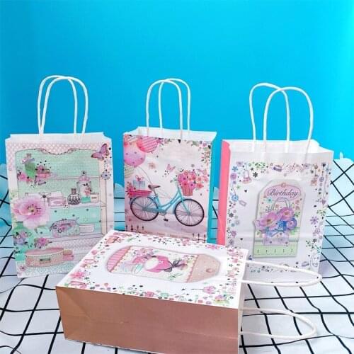 10Pcs 21*15*8cm Paper Bags vase bicycle Flowers Gift handle Decoration shopping Gift Party Favor DIY