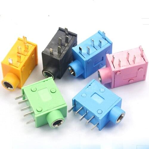 Pj-325 audio socket 3.5 headphone socket 3.5mm 5 pin plug board black/blue/pink/green