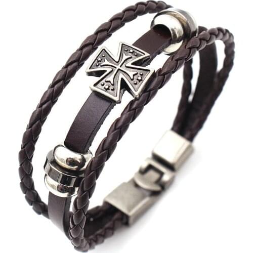 2018 Fashion Leather Cross Bracelets Bracelets Bangles Steampunk Decoration For Forsining Fashion Design Decoration