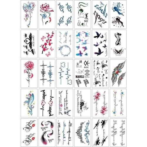 30Pcs/Set Sexy Dark Temporary Tattoo Sticker Waterproof Temporary Tattoo Fake Tattoo Sticker