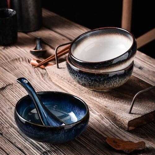 4 inch 4.7 inch creative retro Tianmu glaze kiln to change Japanese household ceramic rice bowl art tableware
