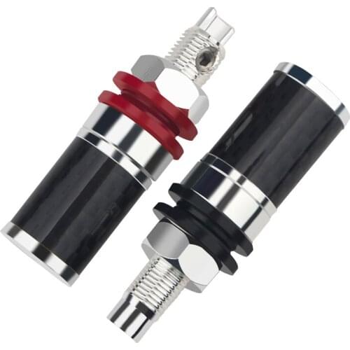 XS-J01 4PCS pure red copper silver-plated carbon fiber amplifier decoding terminal short column banana plug jack