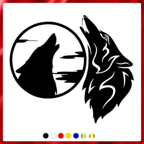 40520# Die-Cut Vinyl Decal Wolf Howling at the Moon Car Sticker Waterproof Auto Decors on Car Body Bumper Rear Window