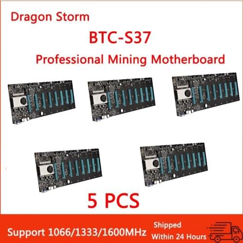 5 PCS ETH BTC Miner motherboard Expandable port 8 * PCIE 16X /4 * USB2.0 /DDR3 Sodimm Slot/ Support 1066/1333/1600mhz S37