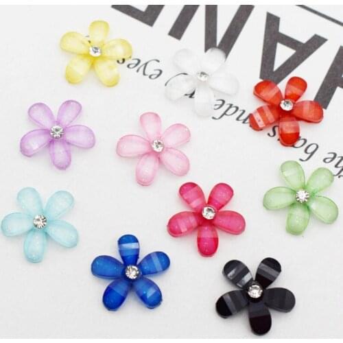 20Pcs High Quality 10mm Flower FlatBack Resin Rhinestone Appliques for Phone Wedding DIY Craft Accessories