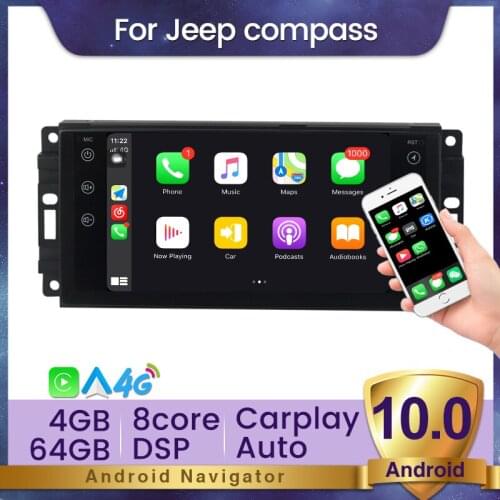 HD DSP RDS Android 10.0 Car DVD Multimedia Player Nvigation For Jeep compass Cherokee Commander GPS AutoRadio Video Player 4G
