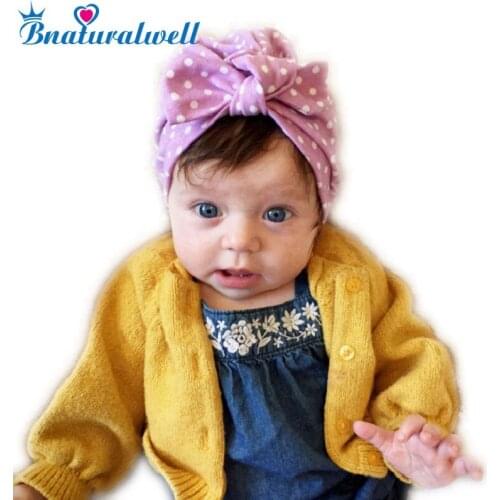 Bnaturalwell Autumn Winter Baby Hat Girl Boy Cap Children Dot Hats Kids Hat turban hat with bow Cotton Fashion beanie cap H119D