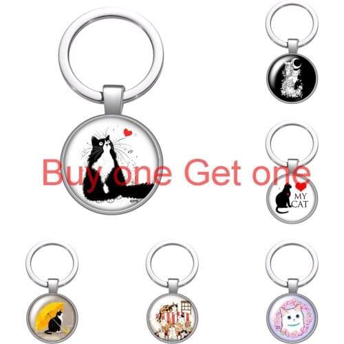 Beauty Love Pes Glass Cabochon Keychain Bag Car Key Chain Ring Holder Charms Silver Color Keychains Men Women Gifts