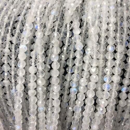 Natural Gem Stone Beads Faceted Blue Light Moonstone Loose Beads for Handmade DIY Necklace Bracelet Making Jewelry Strand 14