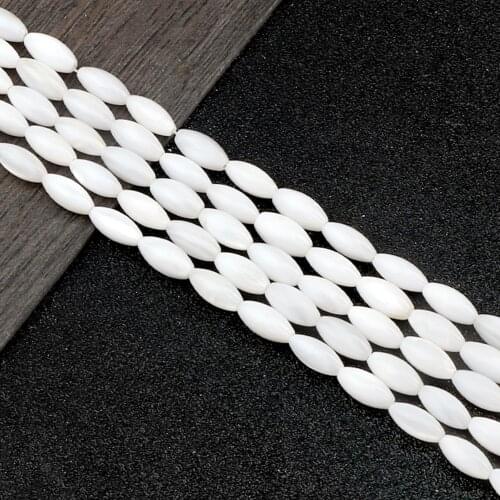Wholesale 5*10MM White Rice Shape Freshwater Shell Beads Oval Natural Mother of Pearl Snail Shell Beads DIY Craft 15" Per Strand