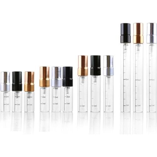 Spray Bottle Glass Empty Refillable Perfume Bottle Marked 3/5/10ml Aluminium Bottle Travel Cosmetic Container Atomizer Perfume