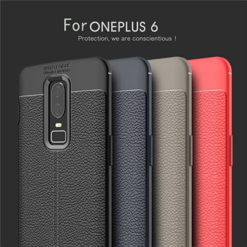 For OnePlus 6 Case Luxury Leather texture Soft Silicone Protective back cover case for one plus 6 oneplus6 full cover shell
