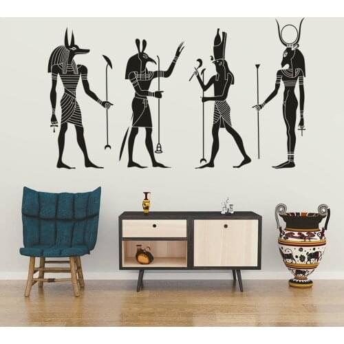 Egyptian Cultural Decoration Ancient Egypt Gods Wall Sticker Egyptian Ornament Anubis Ra Seth Apis Wall Art Decals AZ280