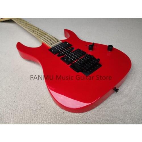 Pre-customized 6 strings electric guitar,red guitar,black tremolo bridge,HSH pickups,maple fingerboard
