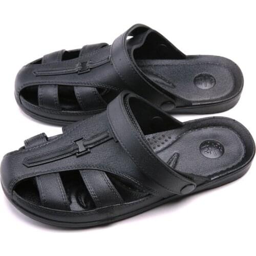 ESD SPU Black Soft Sole Comfortable Anti-skid Anti-static Slippers Clean Room Dust-free Summer Workshop Slippers Sandals