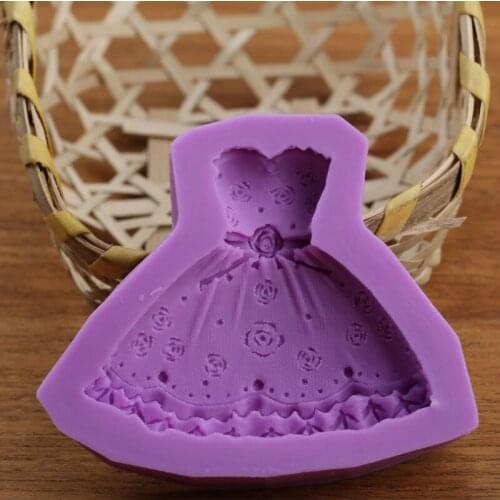 European Evening Dress Silicone Fondant Mold Cake Decorating Tool Chocolate Gumpaste Molds, Sugarcraft, Kitchen Accessories