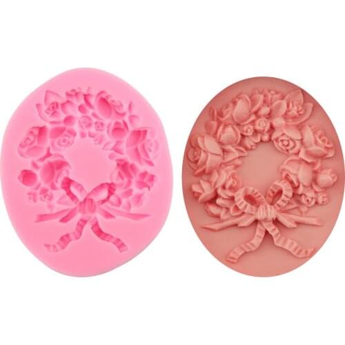 DIY Flower Wreath Styling Silicone Cake Mold Baking Tray Fondant Chocolate Mold Cake Decorating Tools Pastry Mould