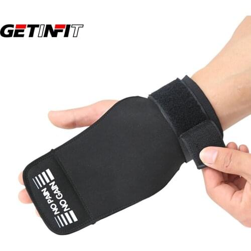 Getinfit 1 Pair Sport Fitness Wrist bands Pull Up Grip Belt Non-slip Palm Protector Gym Wristbands for Barbell dumbbell Training
