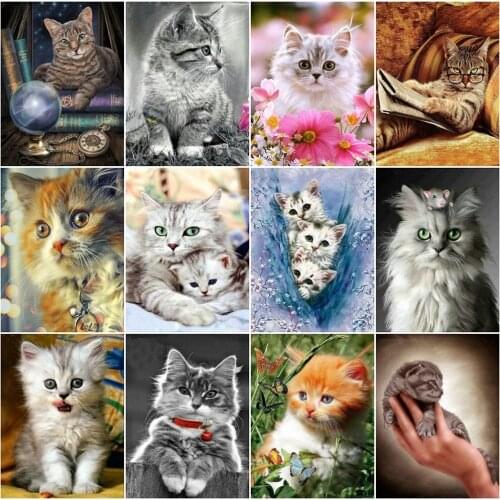 Painting By Numbers Cute kitten Drawing On Canvas HandPainted Gift Picture By Number animal Kits Home Decoration