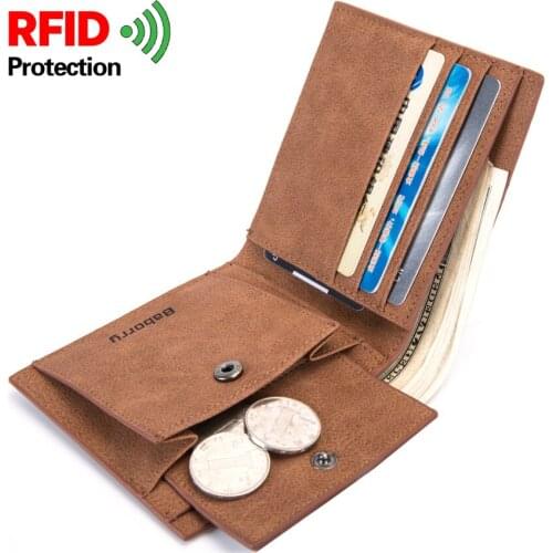 Leather 2020 Vintage Men Wallets Slim Short Mens Wallet RFID Business Male Purse Coin Purse Card Holder Money Bag Men Clutch Bag