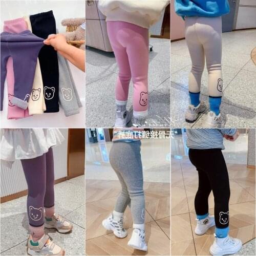 Girls' Leggings Autumn and Winter Thickened Warm Keeping Girls Stretch Slim Casual Pants Children Outerwear Fleece-Lined Trouser