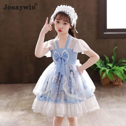Summer Dress for Girls Baby Teenager Ball Gown Wedding Dress Girl Short Sleeve Sailor Collar Princess Party Vestido Clothes