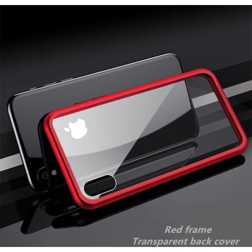 Magnetic Adsorption Phone Case for iPhone X 8 PLUS 7 Plus Clear Tempered Glass + Built-in Magnet Case Metal Ultra Cover