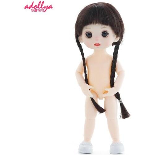Adollya 13 Joint Double Braided Girl 16cm Mini Naked Doll White Skin 1/12 BJD Baby Dolls For Girls Naked Body Dolls For Chidlren