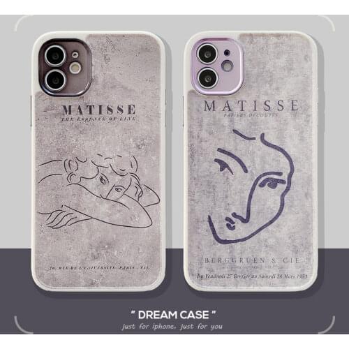 Frosted Vacuum Plating Line Portrait Phone Case For iPhone12 11 Pro Max 7 8 Plus X XS XR SE 2020 Simple Artistic Phone Back Case