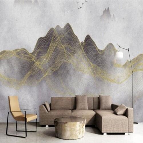 Wall Mural Wallpaper in Wallpapers Chinese Style 3D Wall Murals Abstract Landscape Line 3D Wallpaper Bedroom TV Sofa Wall Murals